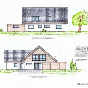 Planungen - Massivholzhaus mit einem Carport